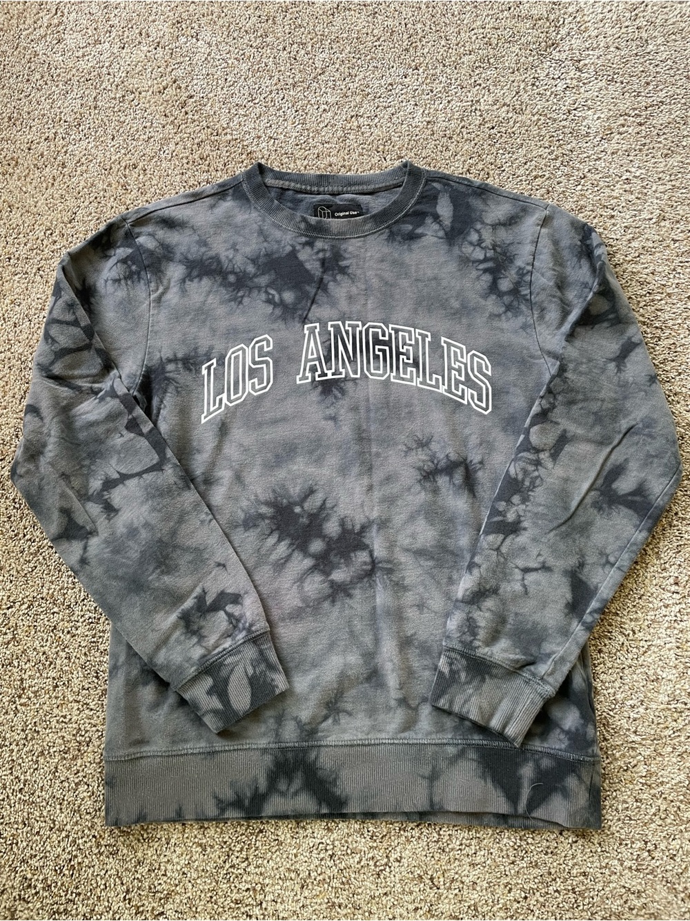 Original Use Black & Gray Tie-Dye 'Los Angeles' Crewneck Sweatshirt